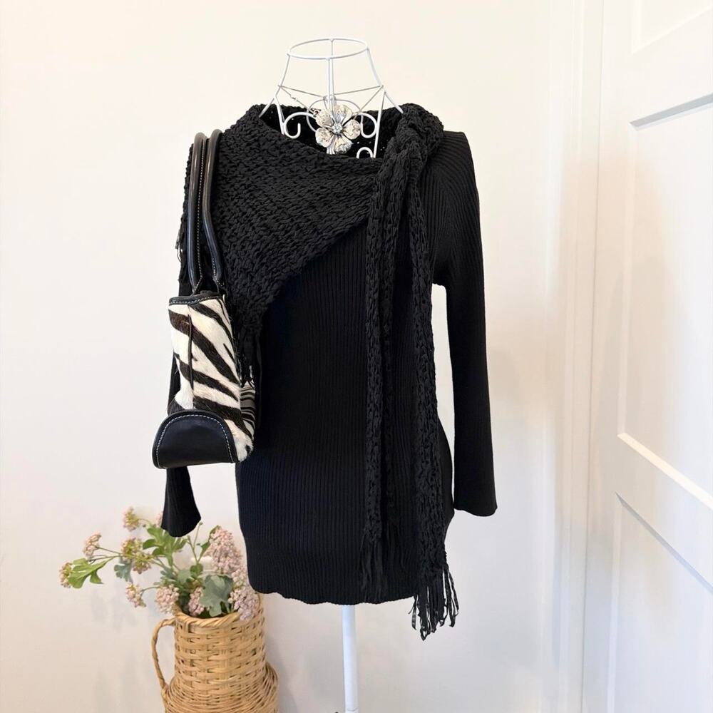INSANE vintage y2k black mini dress with insane crochet fringe